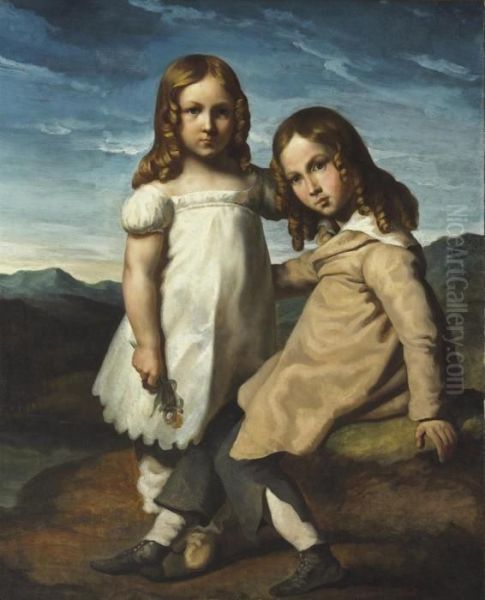 Portrait D'alfred Et Elisabeth Dedreux Oil Painting by Theodore Gericault