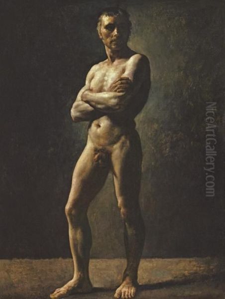 Academie D'homme, Les Bras Croises Oil Painting by Theodore Gericault