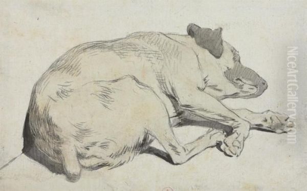 A Sleeping Dog Oil Painting by Theodore Gericault