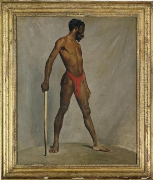 A Standing Male Nude Oil Painting by Theodore Gericault