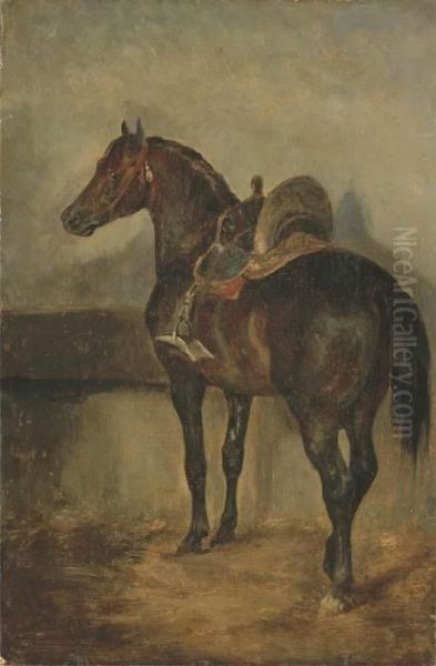 Cheval Turc Dans Une Ecurie Oil Painting by Theodore Gericault