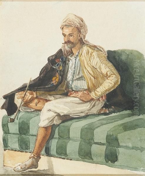 Seated Man In Arab Dress Oil Painting by Theodore Gericault