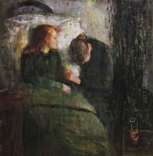 The sick child 1885-86 Oil Painting by Edvard Munch