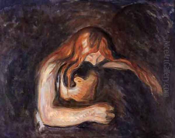 Vampire Oil Painting by Edvard Munch