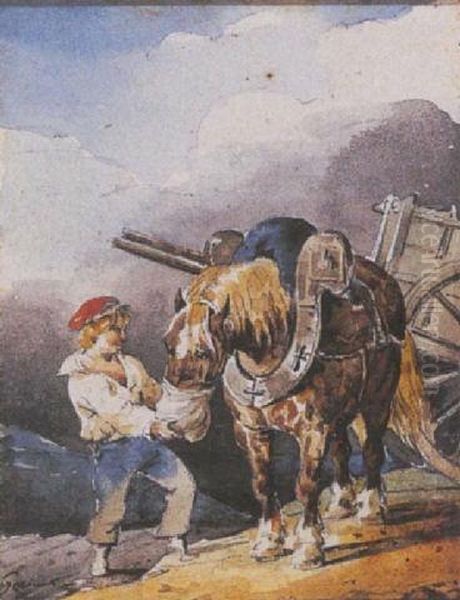 Enfant Donnant A Manger A Un Cheval Oil Painting by Theodore Gericault