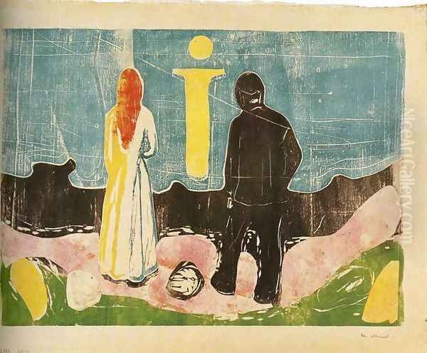 Two People. The Lonely Ones Oil Painting by Edvard Munch