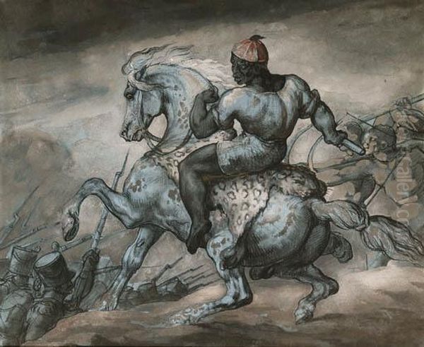 Episode De La Guerre Coloniale: Noir Sur Un Cheval Cabre Oil Painting by Theodore Gericault