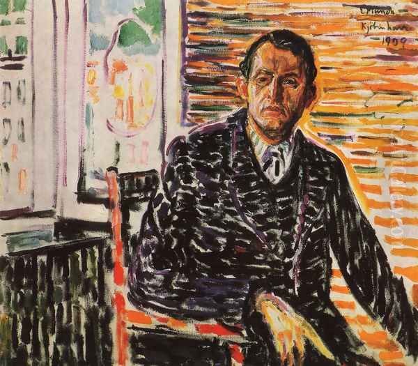 Self-Portrait at Professor Jacobson's Hospital Oil Painting by Edvard Munch