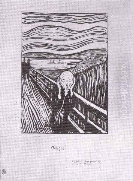 le cri lithographie 1895 Oil Painting by Edvard Munch