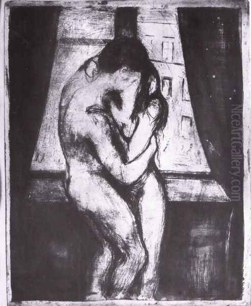 The Kiss 3 Oil Painting by Edvard Munch