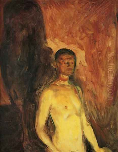 Self-Portrait in Hell Oil Painting by Edvard Munch