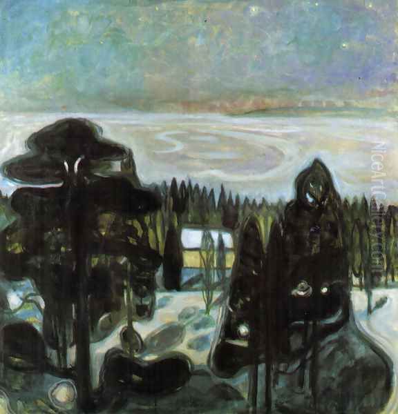 White Night Oil Painting by Edvard Munch