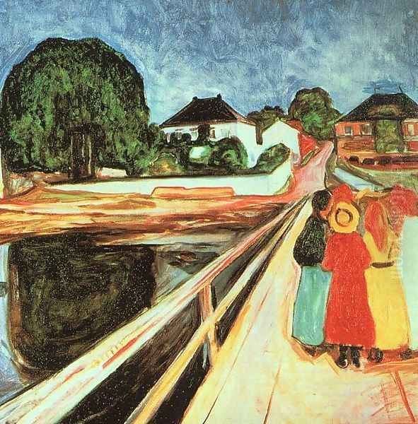 Girls on a Bridge Oil Painting by Edvard Munch