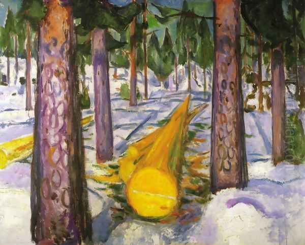 The Yellow Log Oil Painting by Edvard Munch