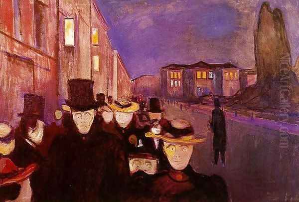 Evening on Karl Johan Oil Painting by Edvard Munch