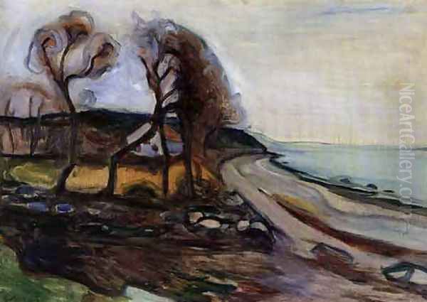 By The Shore Oil Painting by Edvard Munch