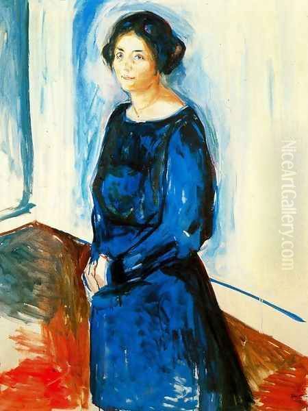 Woman in Blue (Frau Barth) Oil Painting by Edvard Munch