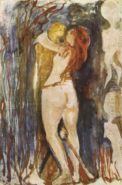 The Death and the young girl 1893 Oil Painting by Edvard Munch