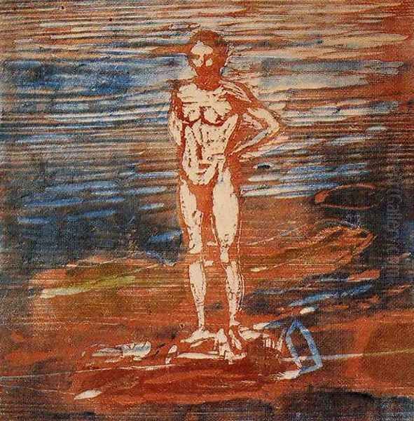 Man Bathing Oil Painting by Edvard Munch