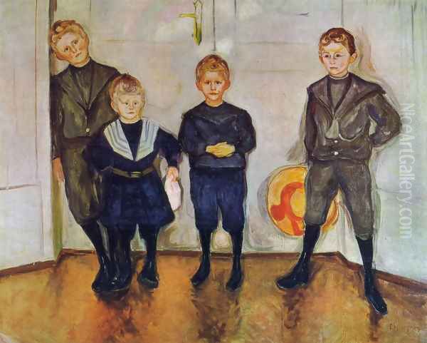 The Four Sons of Dr. Linde Oil Painting by Edvard Munch