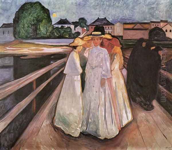 The Ladies on the Bridge 2 Oil Painting by Edvard Munch