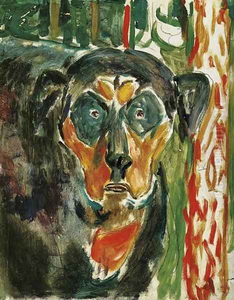 Head of a Dog Oil Painting by Edvard Munch