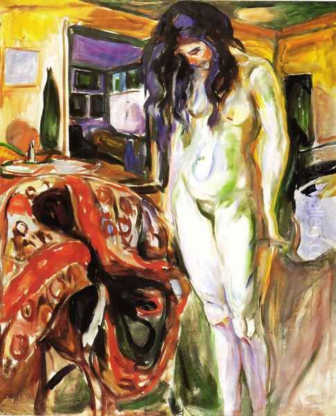 Model near the wicker armchair 1921 Oil Painting by Edvard Munch