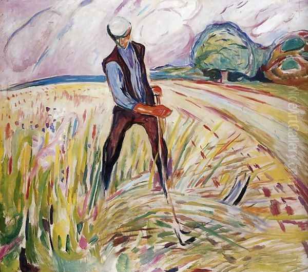 The Haymaker Oil Painting by Edvard Munch