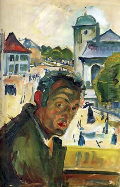 Self-Portrait in Bergen Oil Painting by Edvard Munch