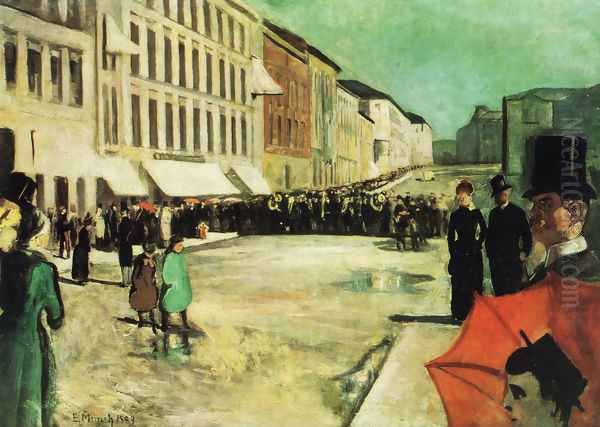 The Military Band on Karl Johan Street Oil Painting by Edvard Munch