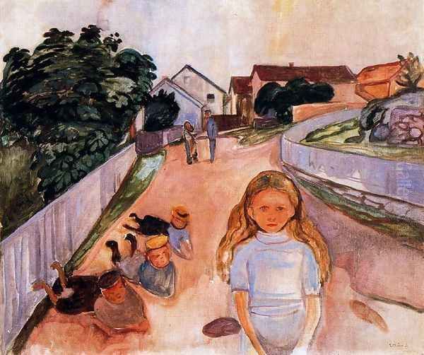 Street in Asgardstrand Oil Painting by Edvard Munch