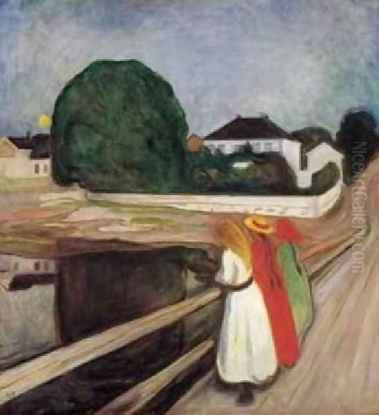 Girls on the Pier Oil Painting by Edvard Munch