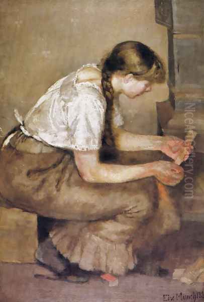 Girl Kindling a Stove Oil Painting by Edvard Munch