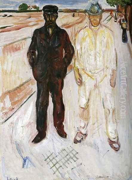 Mason and Mechanic Oil Painting by Edvard Munch