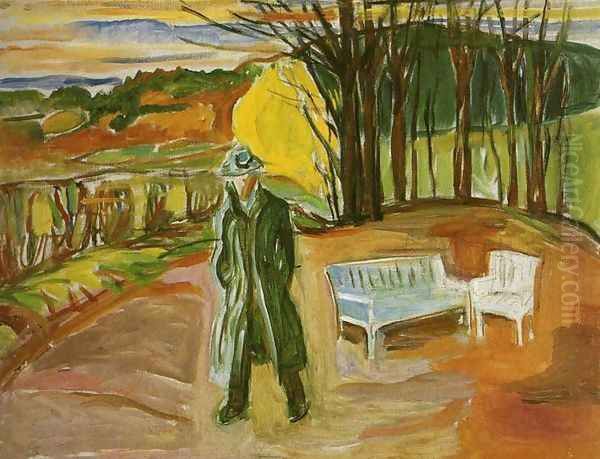 Self-Portrait in the Garden, Ekely Oil Painting by Edvard Munch