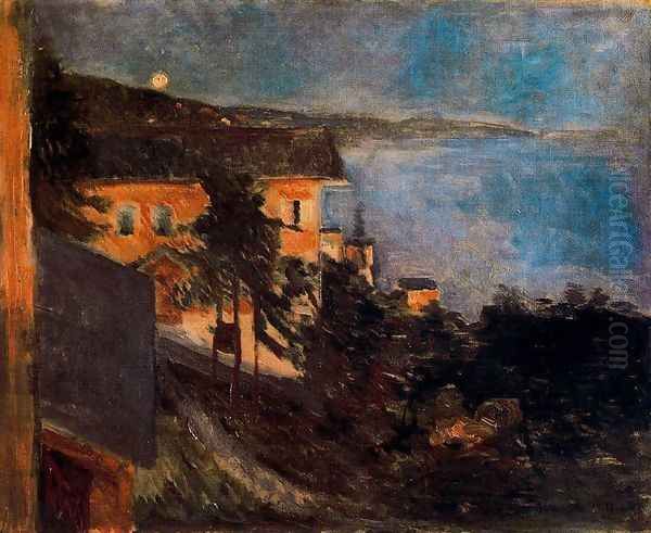 Moonlight over Oslo Fjord Oil Painting by Edvard Munch