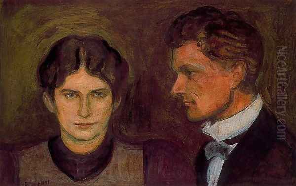 Portrait of Aase and Harald Norregaard Oil Painting by Edvard Munch