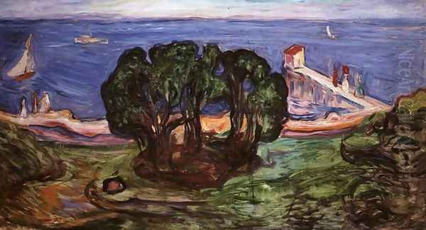 Trees on the Shore Oil Painting by Edvard Munch