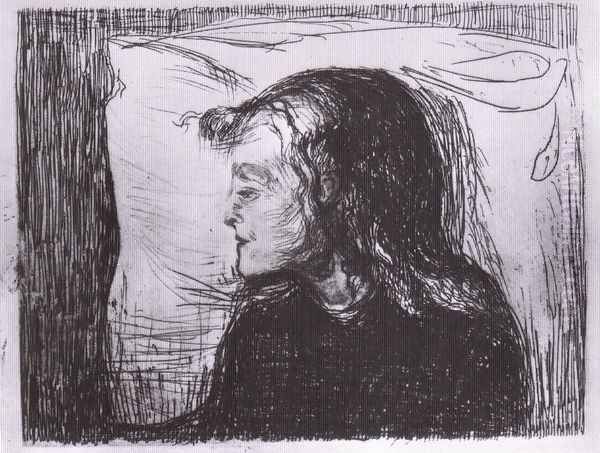 la jeune fille malade 1896 Oil Painting by Edvard Munch