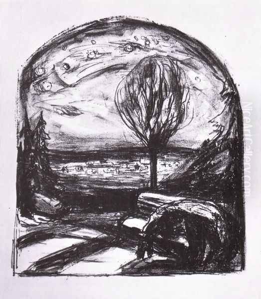 nuit étoilée 1920 Oil Painting by Edvard Munch