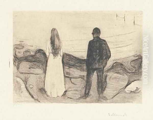 Zwei Menschen. Die Einsamen Oil Painting by Edvard Munch