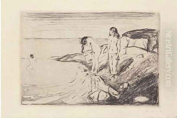 Badende Frauen Oil Painting by Edvard Munch