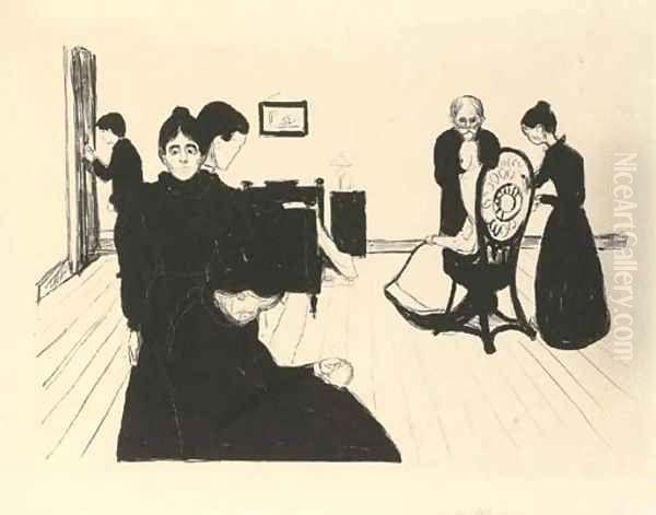 Death in the Sickroom Oil Painting by Edvard Munch