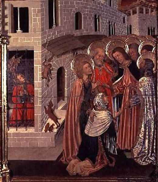 The Healing of the Possessed predella panel from the Altarpiece of the Transfiguration 1445-52 Oil Painting by Bernat (Bernardo) Martorell