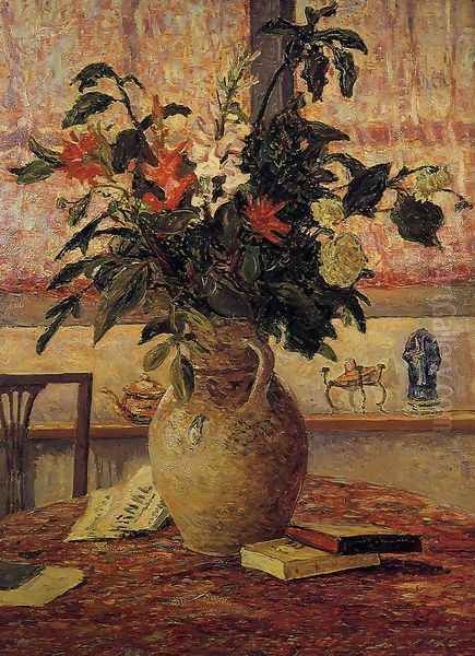 A Bouquet of Flowers in front of a Window Oil Painting by Maxime Maufra