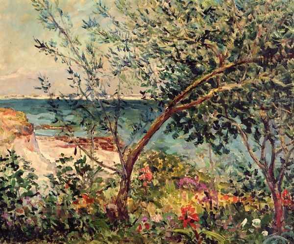 Monsieur Maufra's Garden by the Sea Oil Painting by Maxime Maufra