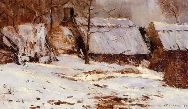 Cottages in the Snow Oil Painting by Maxime Maufra