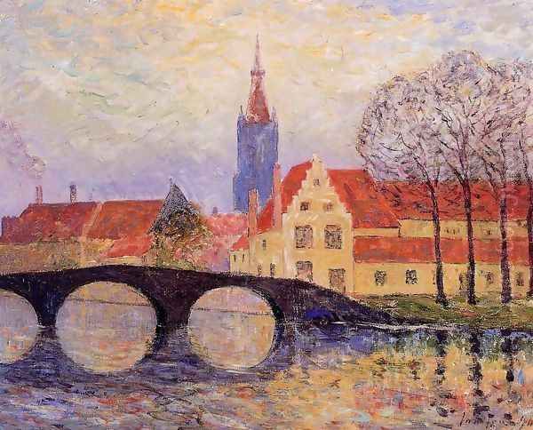 The Leguenay Bridge, Bruges Oil Painting by Maxime Maufra