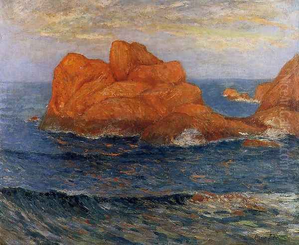 The Red Rocks at Belle Ile, Finistere Oil Painting by Maxime Maufra