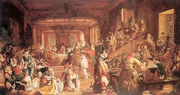 Merry Christmas in the Baron's Hall 1838 Oil Painting by Daniel Maclise